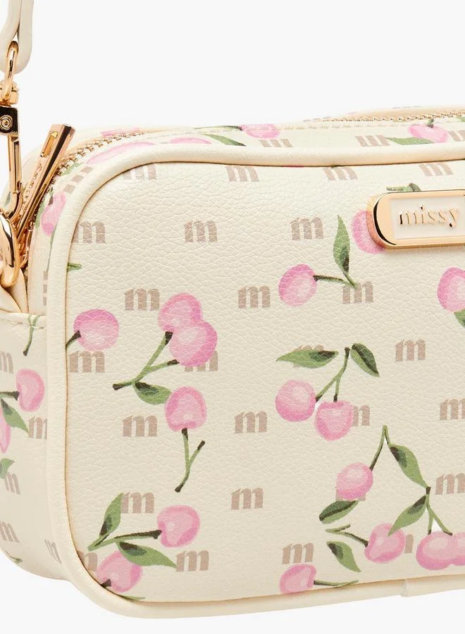 MISSY BEIGE Cherry Print Crossbody Bag With Detachable Strap for Women | Best Price UAE